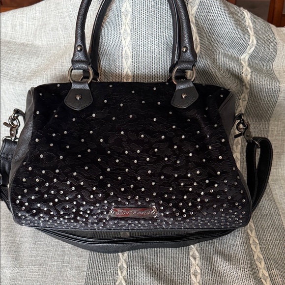 Betsey Johnson Black Bow Satchel - Picture 2 of 7